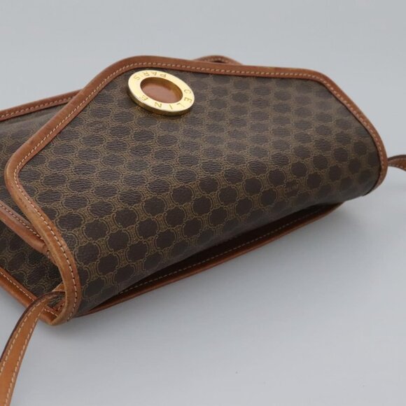 CELINE Macadam Canvas Shoulder Bag PVC Leather Brown Gold Auth - Picture 14 of 16